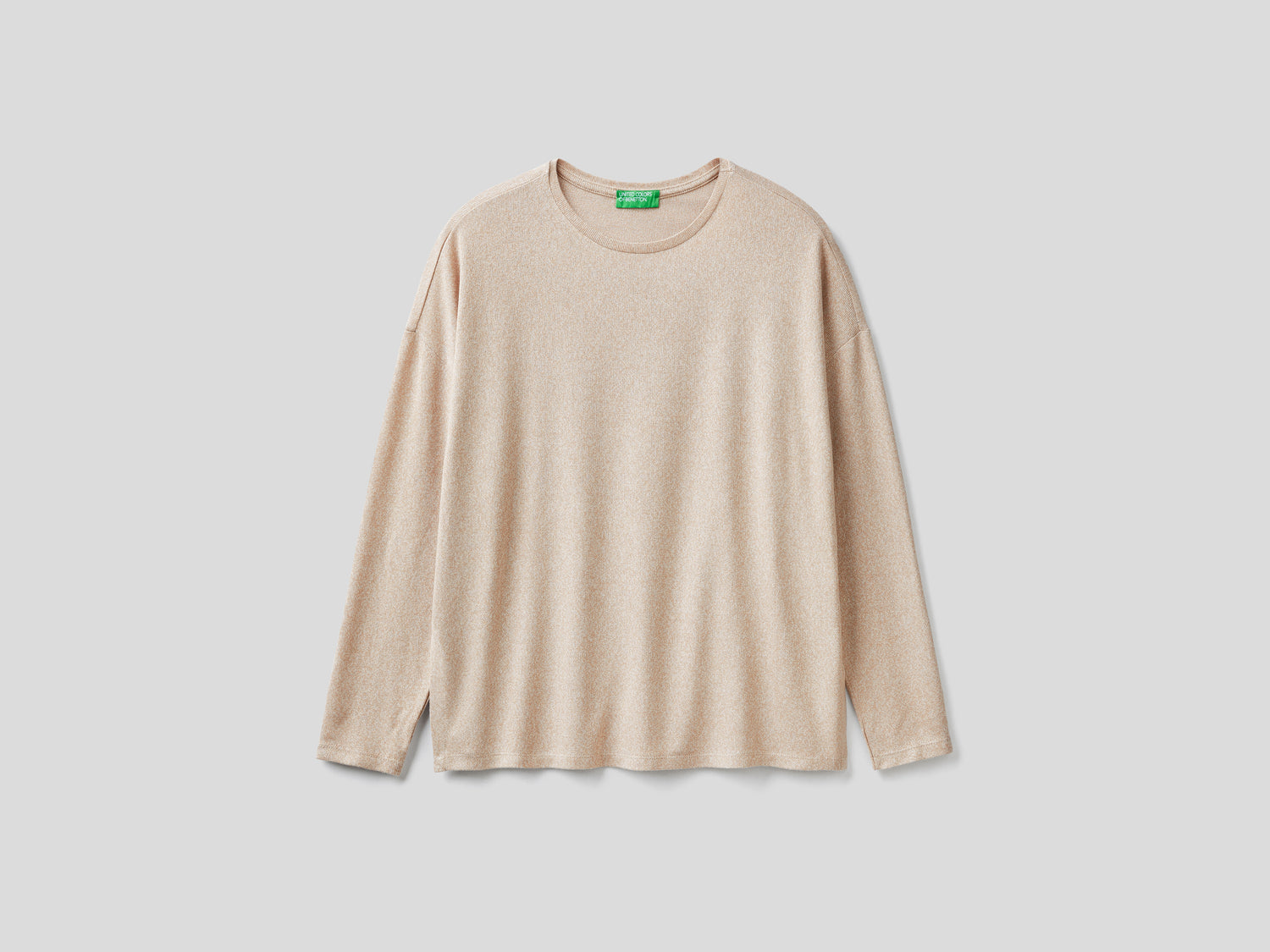 T-shirt manica lunga in viscosa stretch da donna beige | Benetton Outlet