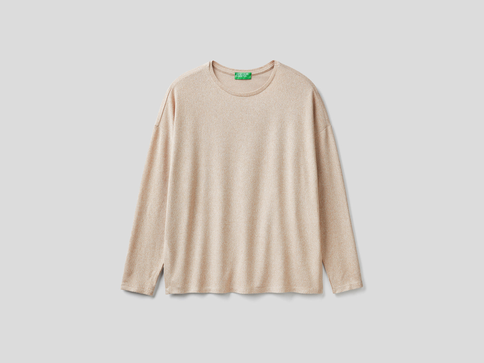 T-shirt manica lunga in viscosa stretch da donna beige | Benetton Outlet