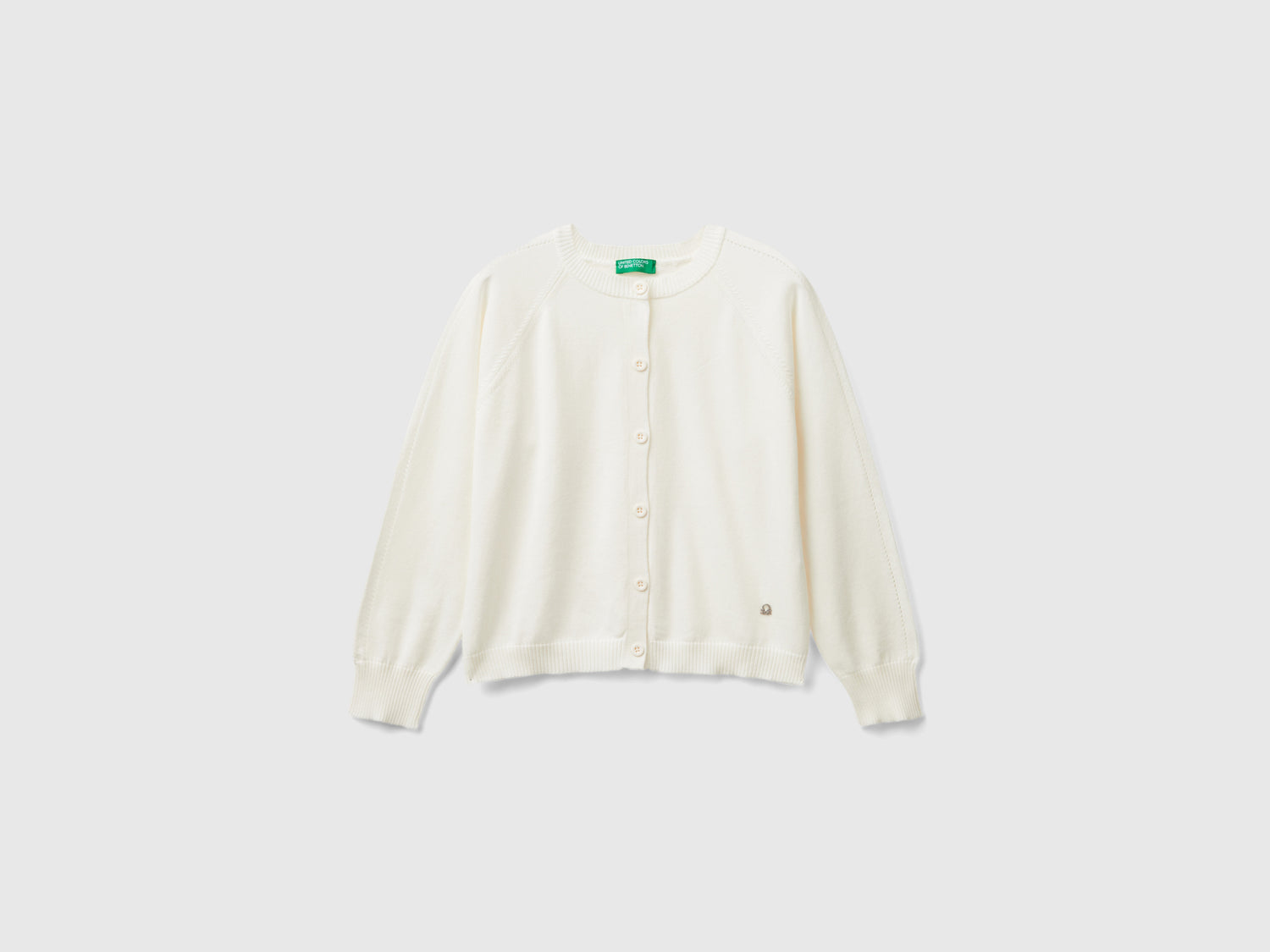 Cardigan in puro cotone da bambina bianco panna | Benetton Outlet