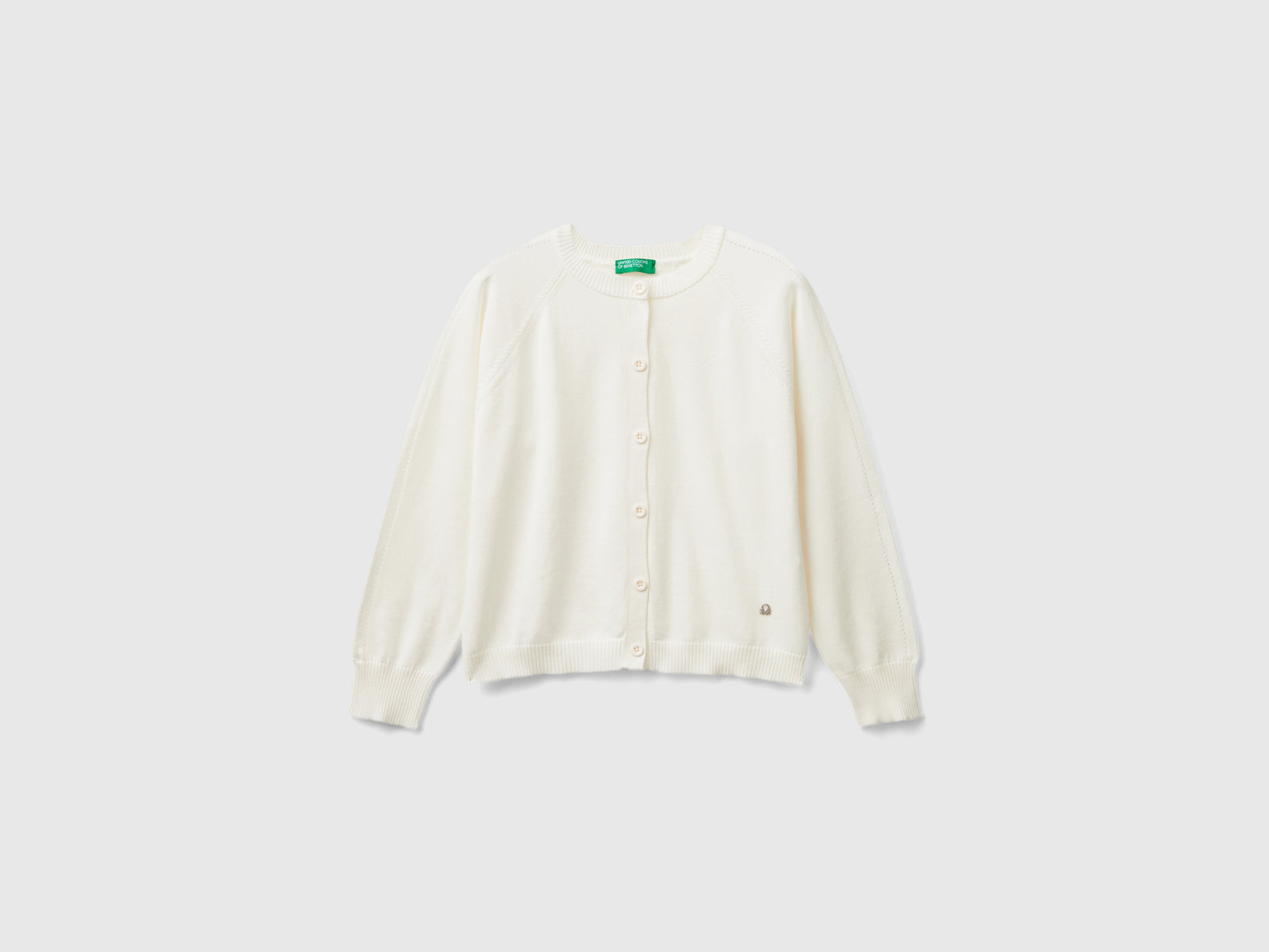 Cardigan in puro cotone da bambina bianco panna | Benetton Outlet