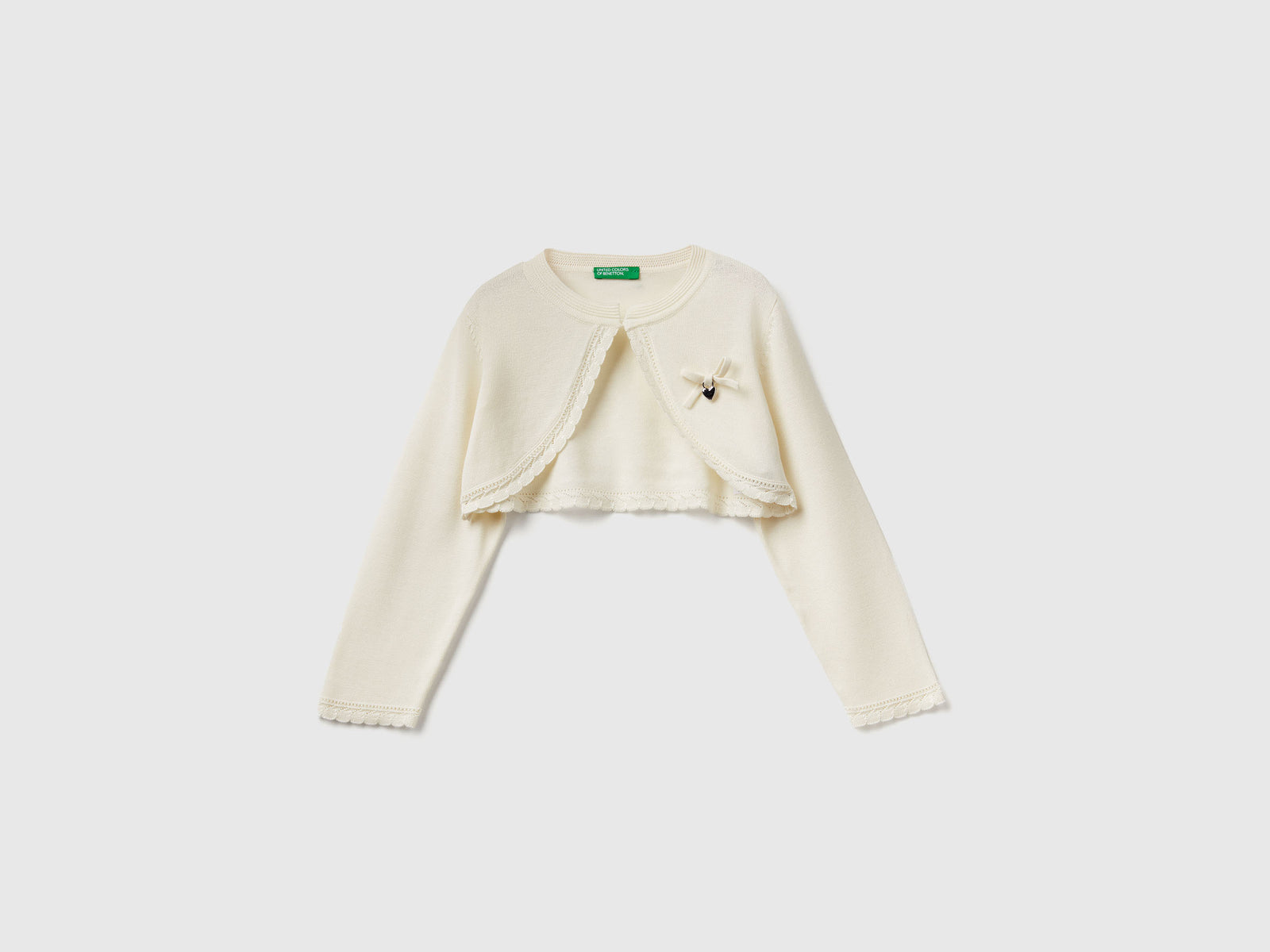 Cardigan in maglia da bimba bianco panna | Benetton Outlet