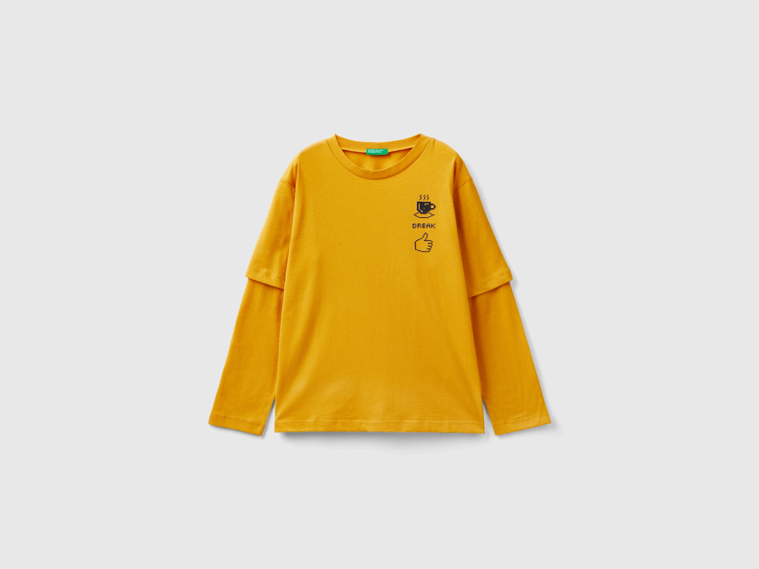 Maglietta con doppia manica da bambino giallo | Benetton Outlet