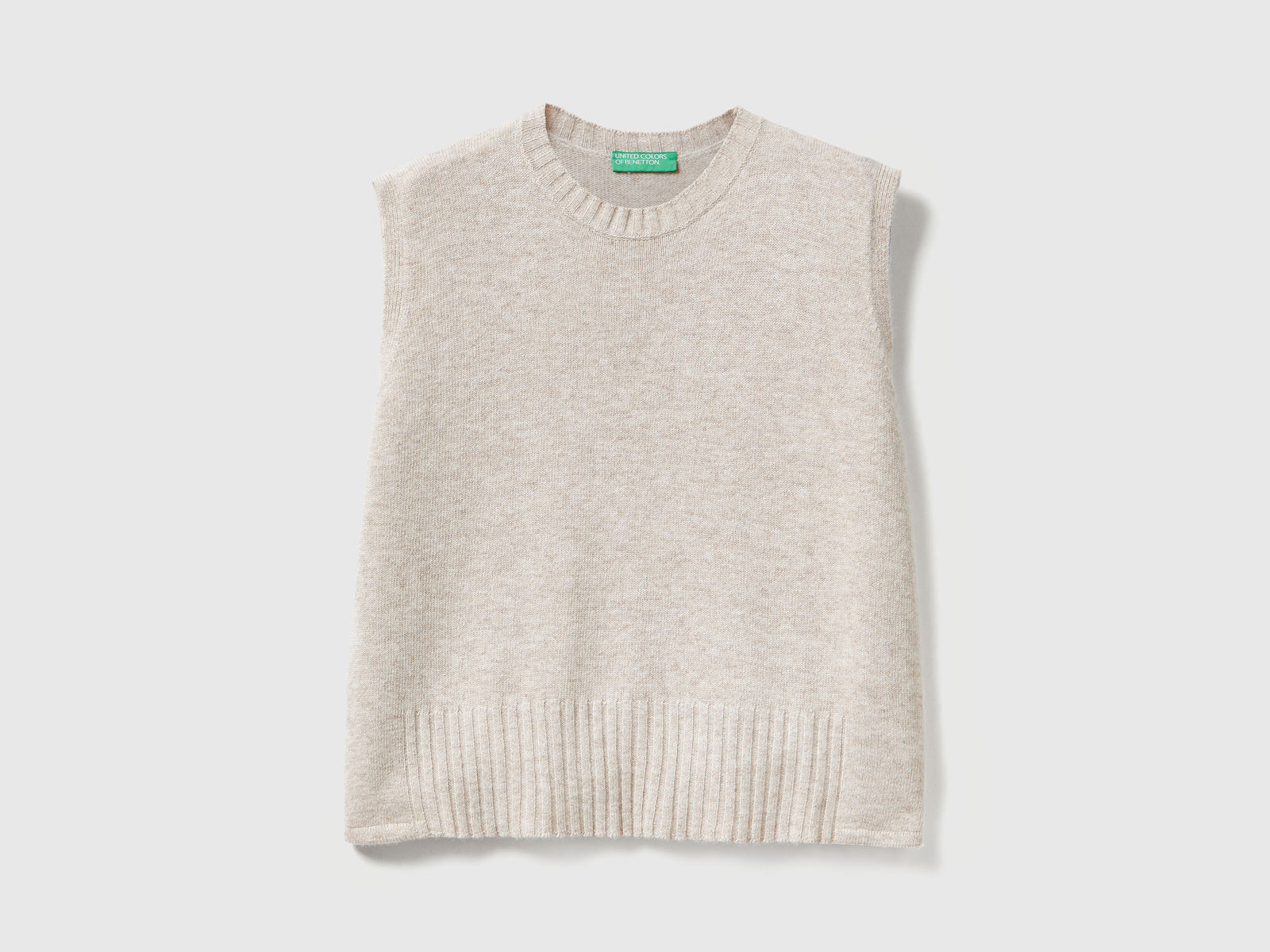 Gilet in misto lana e viscosa da donna beige | Benetton Outlet