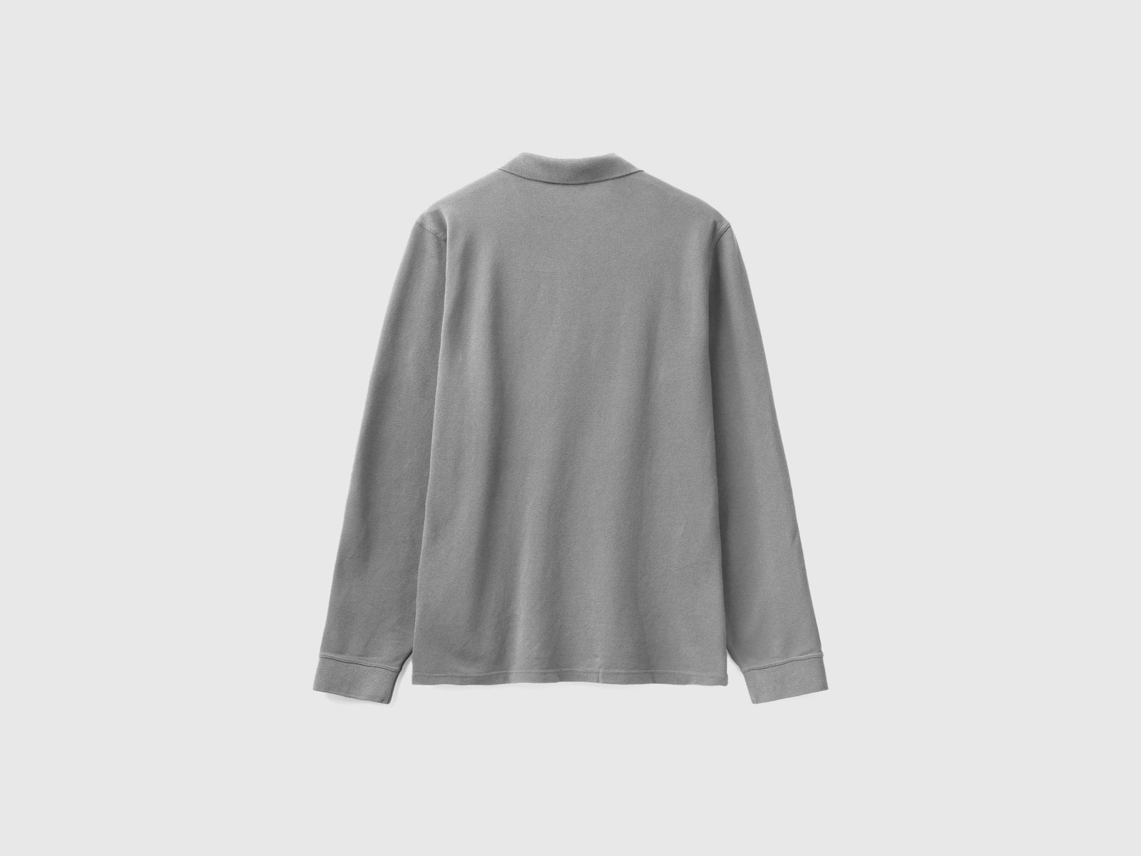 Polo a manica lunga 100% cotone da uomo grigio 2 | Benetton Outlet