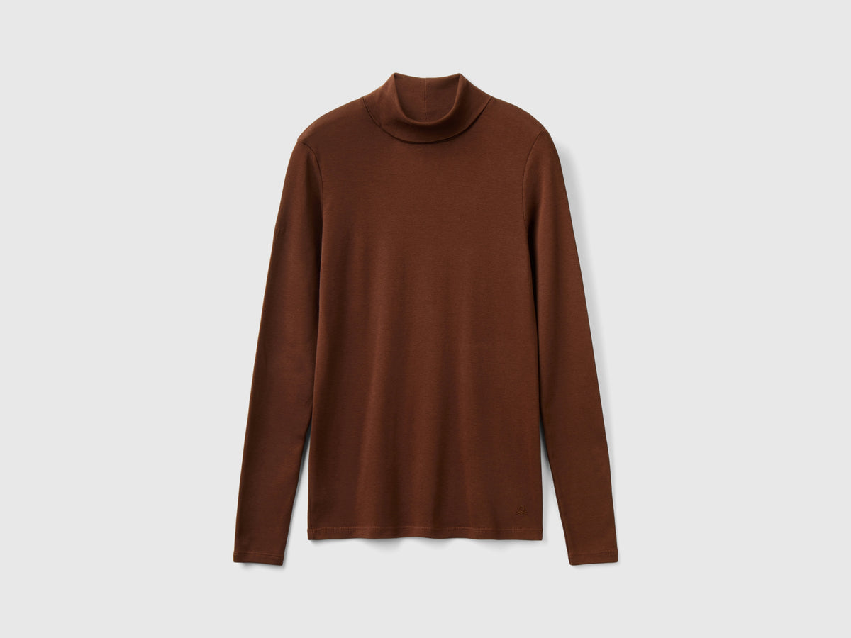 T-shirt a manica lunga con collo alto