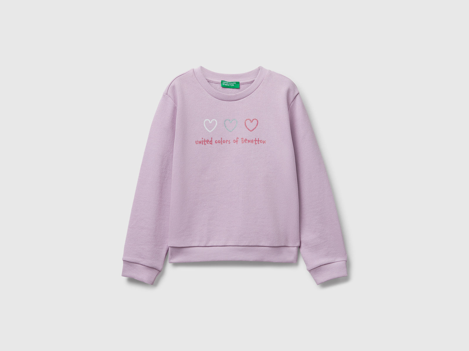 Felpa con stampa glitter da bimba lavanda | Benetton Outlet