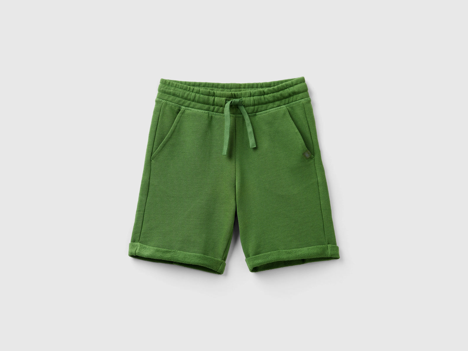 Bermuda in felpa di puro cotone da bambino verde militare | Benetton Outlet