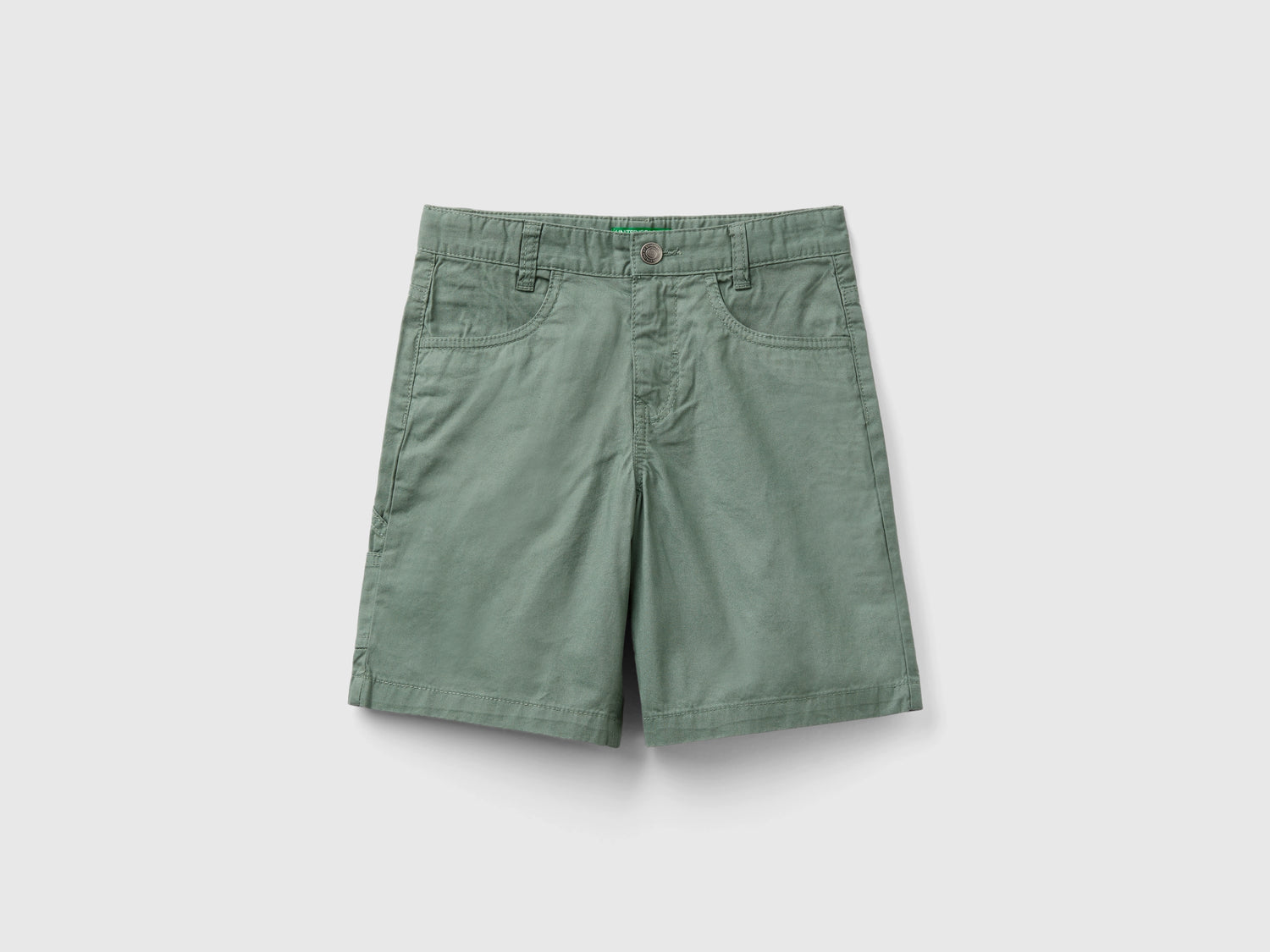 Bermuda in puro cotone da bambino verde militare | Benetton Outlet