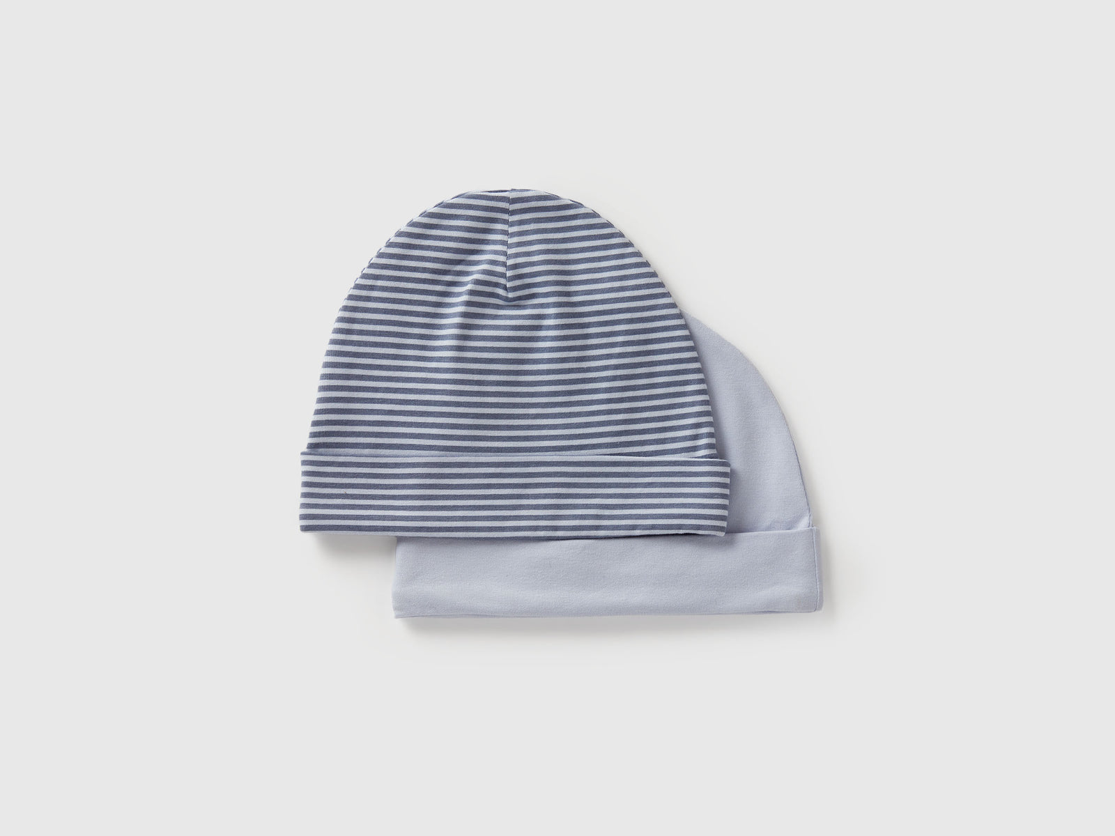 Due cappelli in cotone da neonato azzurro 2 | Benetton Outlet
