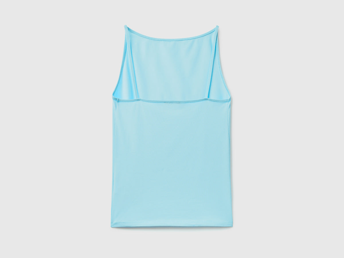 Top smanicato in cotone elasticizzato dalla vestibilità aderente