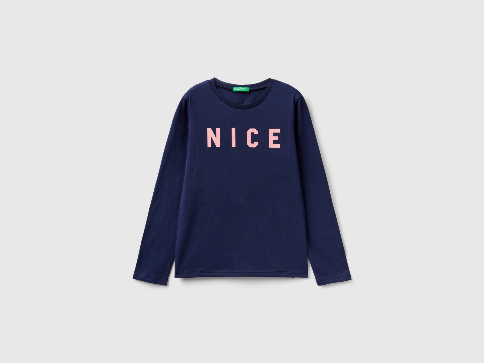 T-shirt con stampa lettering da bambina blu scuro | Benetton Outlet
