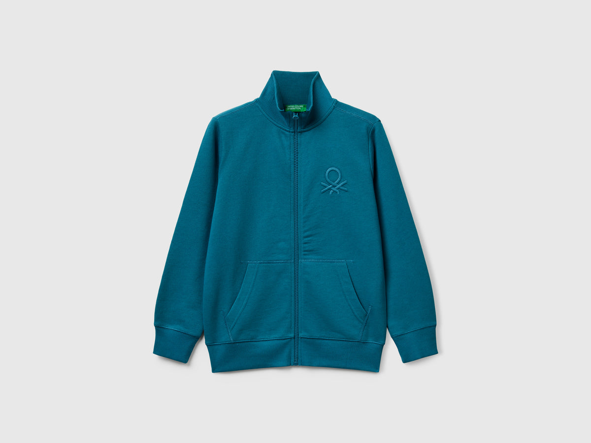 Felpa con zip in puro cotone