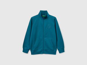 Felpa con zip in puro cotone