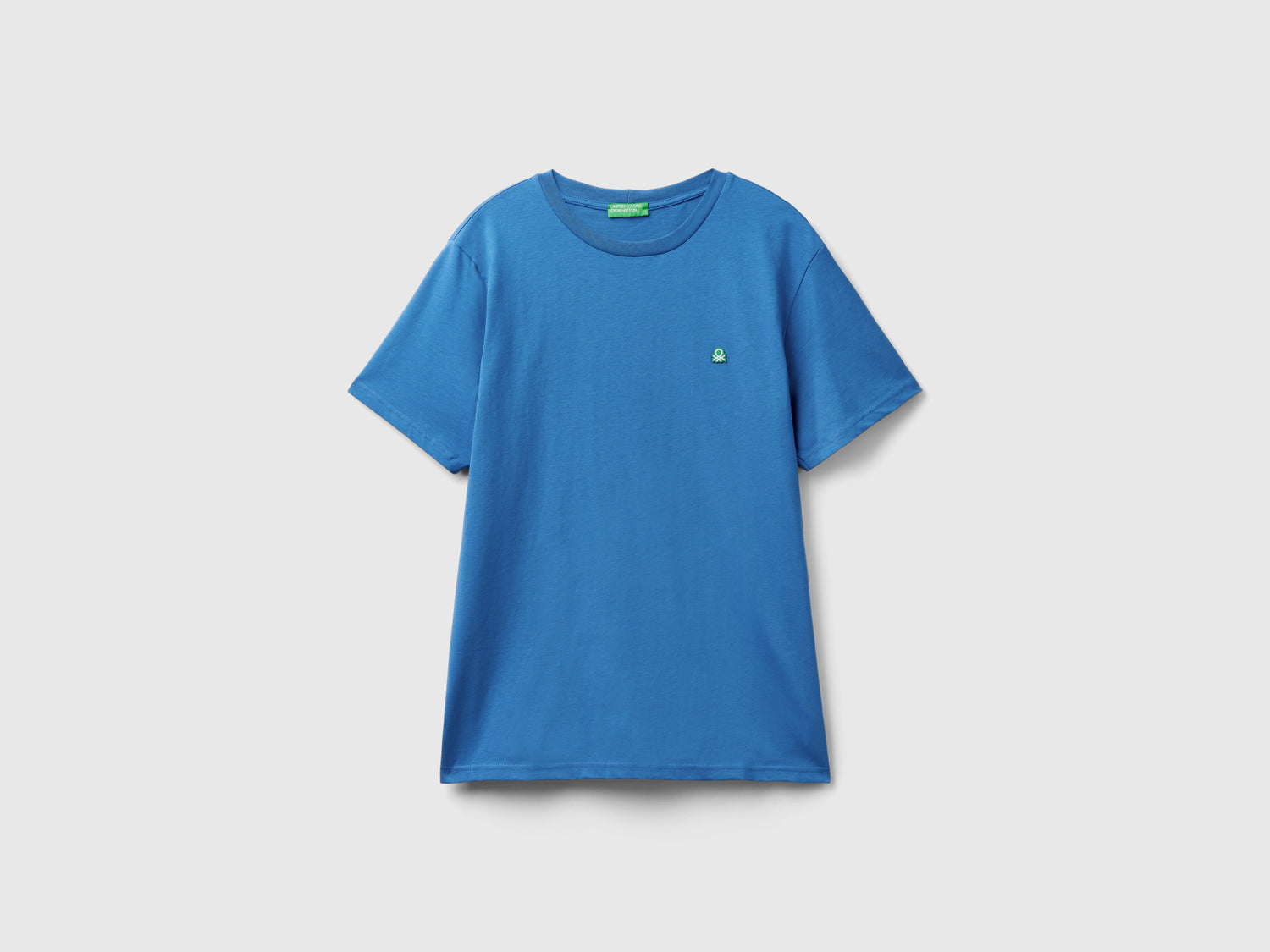 T-shirt basica 100% cotone bio da uomo blu | Benetton Outlet