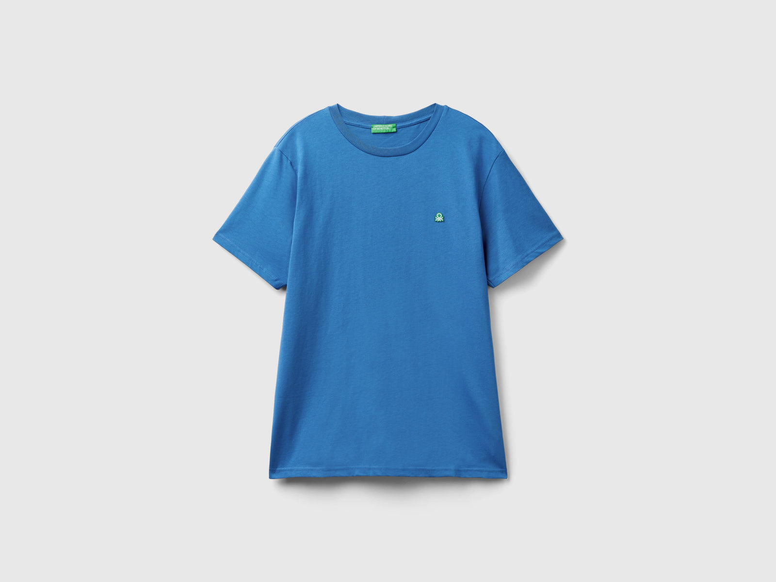 T-shirt basica 100% cotone bio da uomo blu | Benetton Outlet