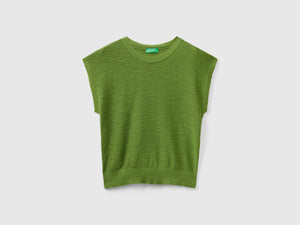 Gilet in misto cotone e lino