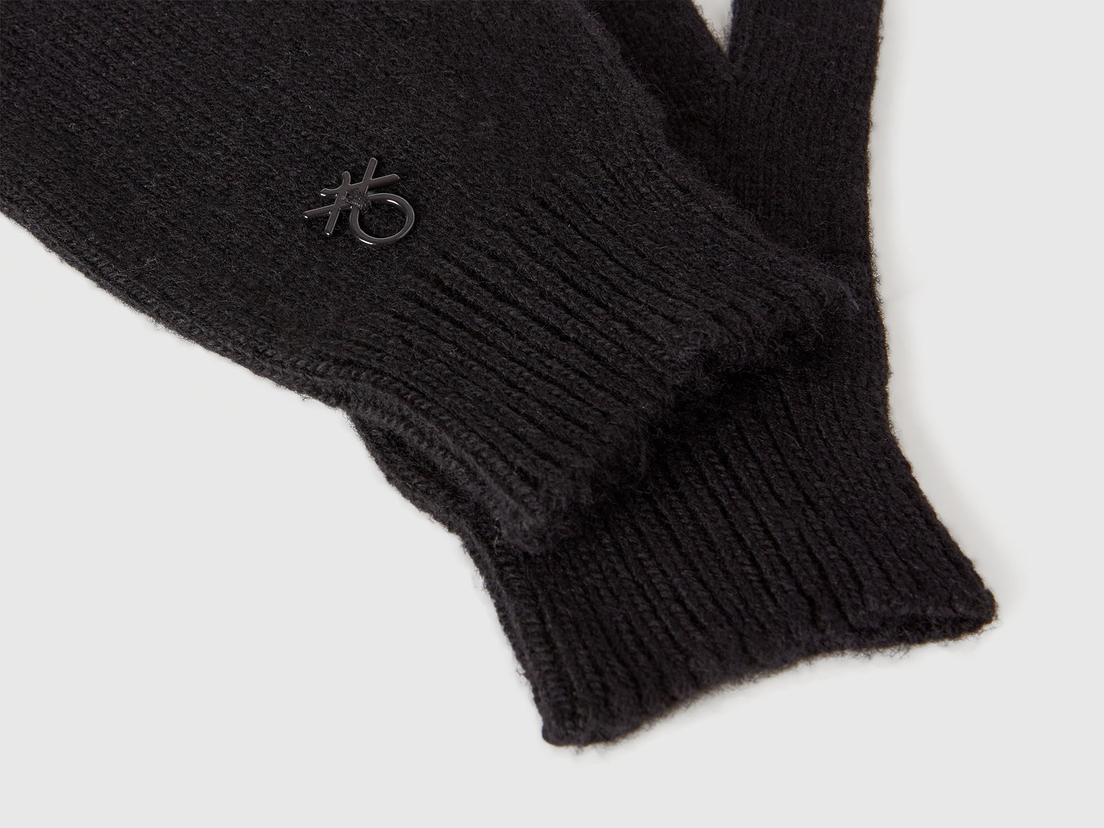 Guanti in maglia con logo da bambino nero 3 | Benetton Outlet
