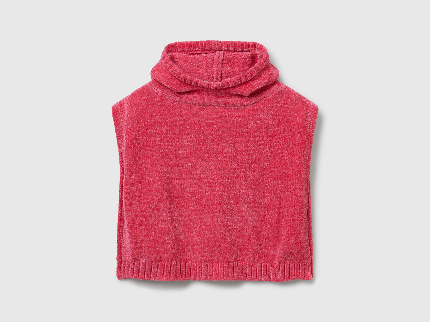 Poncho in ciniglia da bambina fucsia | Benetton Outlet