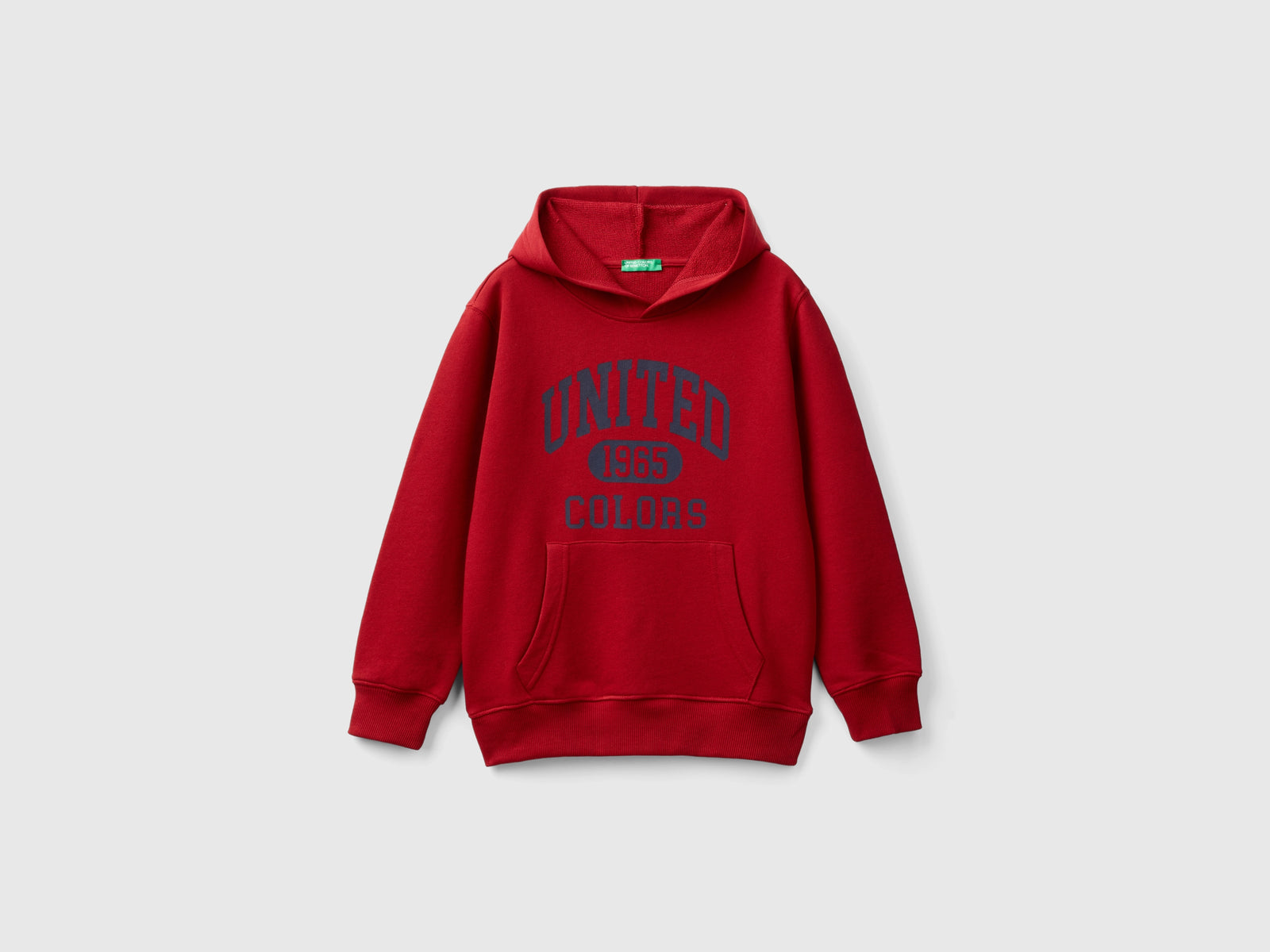 Felpa con stampa e cappuccio da bambino rosso | Benetton Outlet