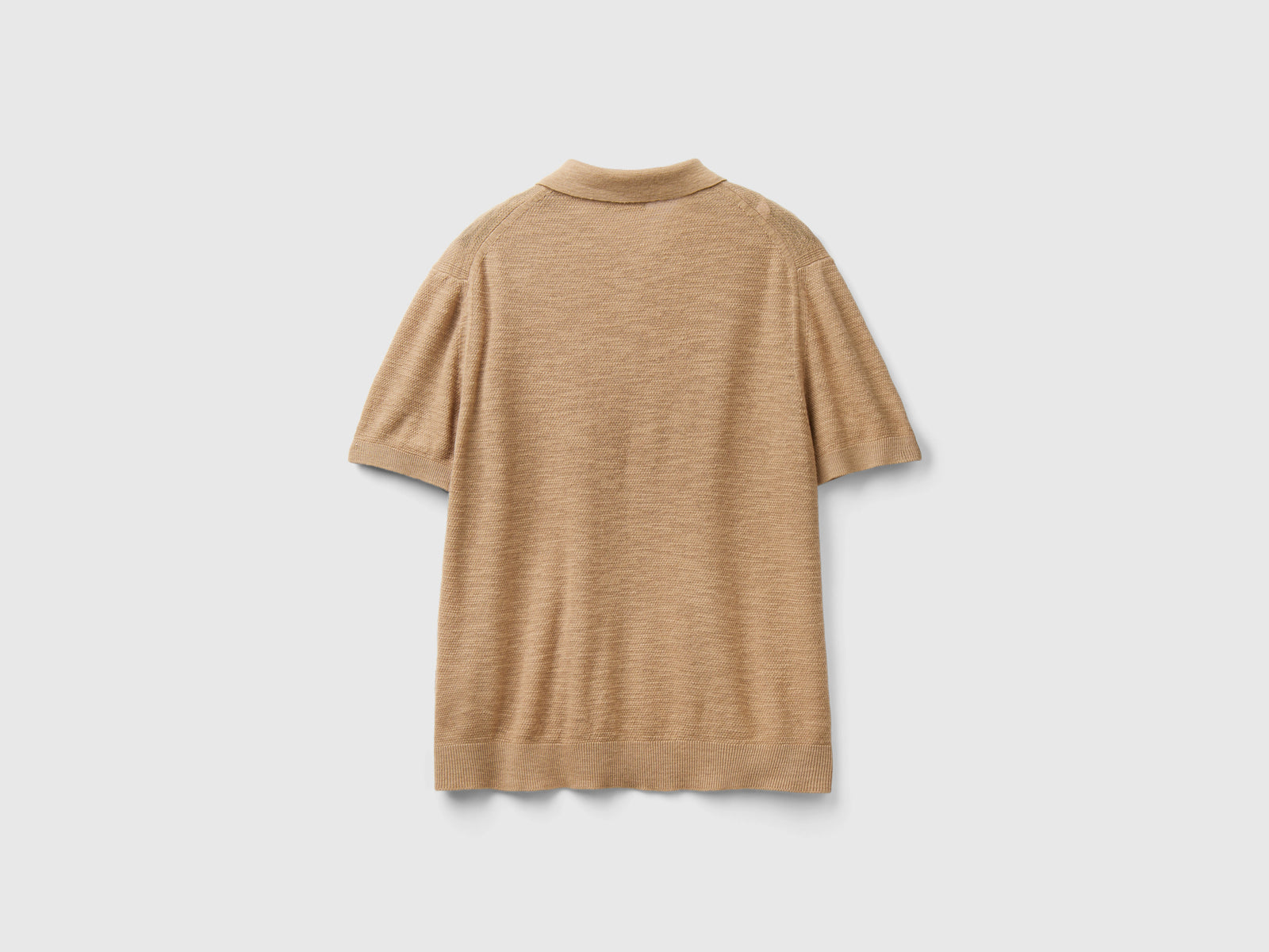 Polo in misto lino da uomo beige 2 | Benetton Outlet