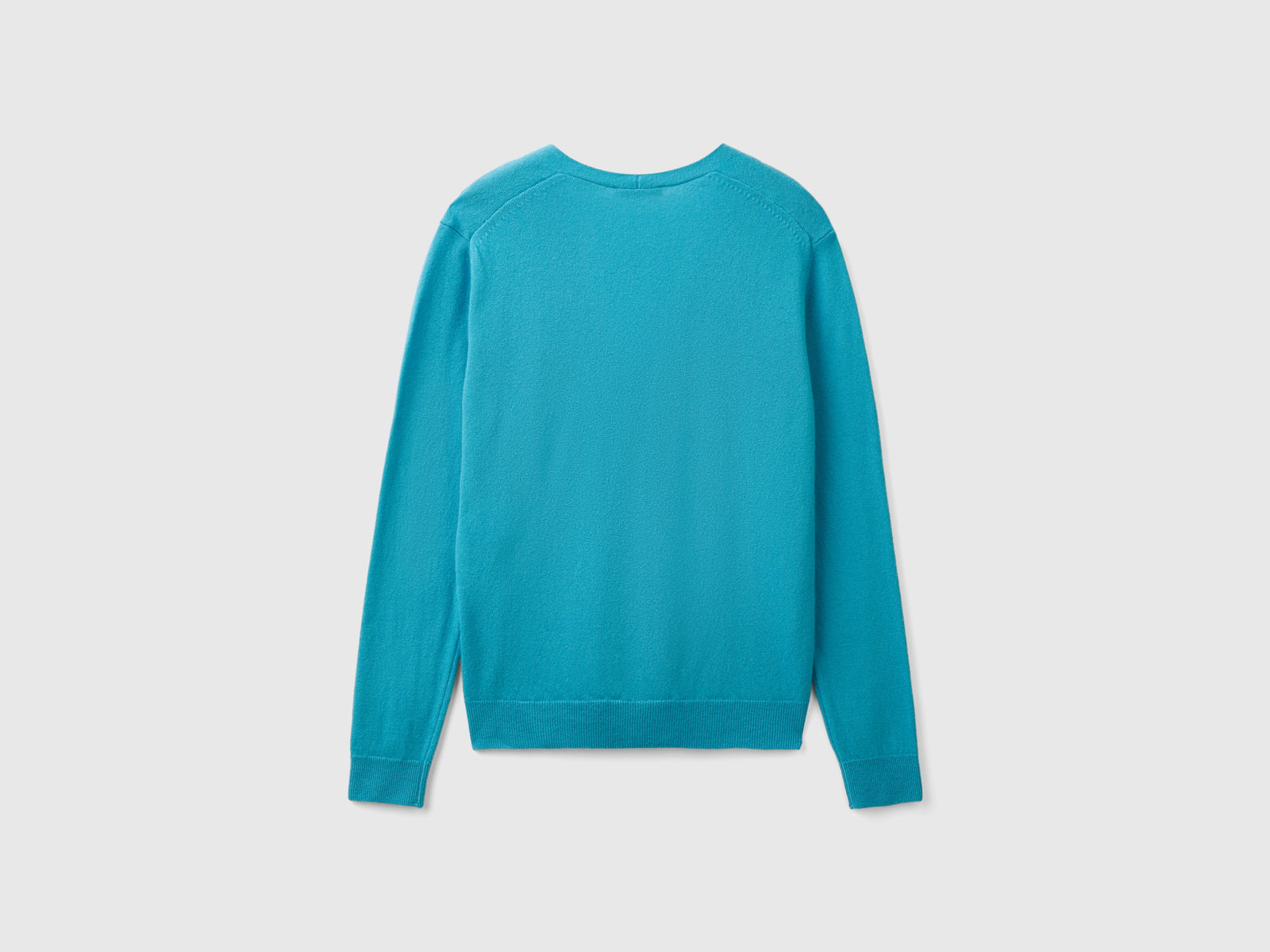 Cardigan scollo a V in pura lana Merino da donna azzurro 2 | Benetton Outlet