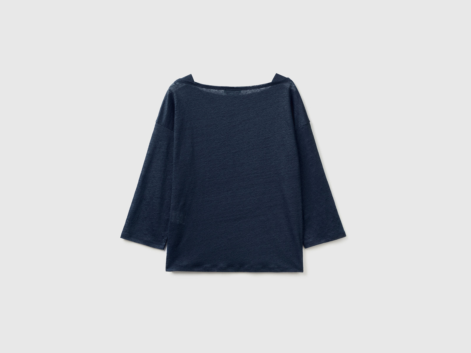 T-shirt in 100% lino con manica 3/4 da donna blu scuro 2 | Benetton Outlet