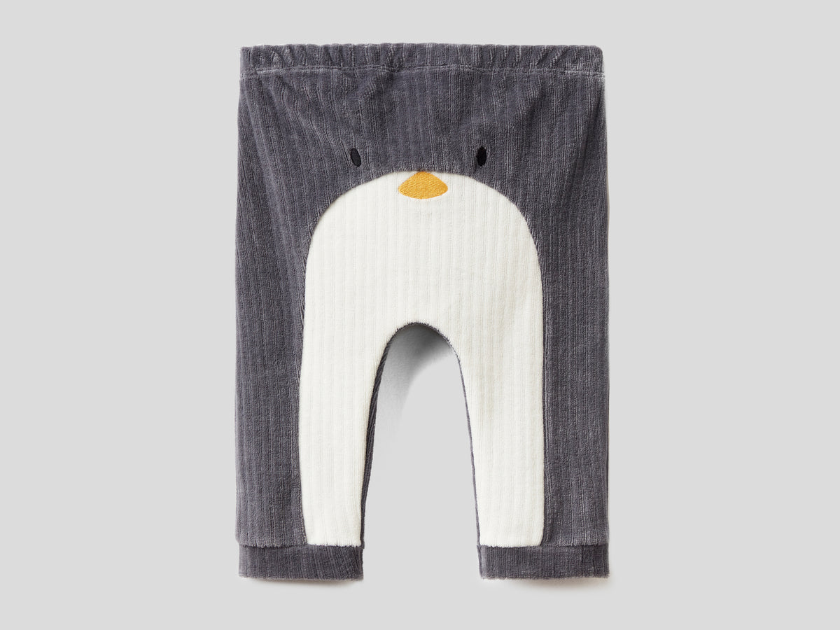 Pantaloni in ciniglia con animaletto