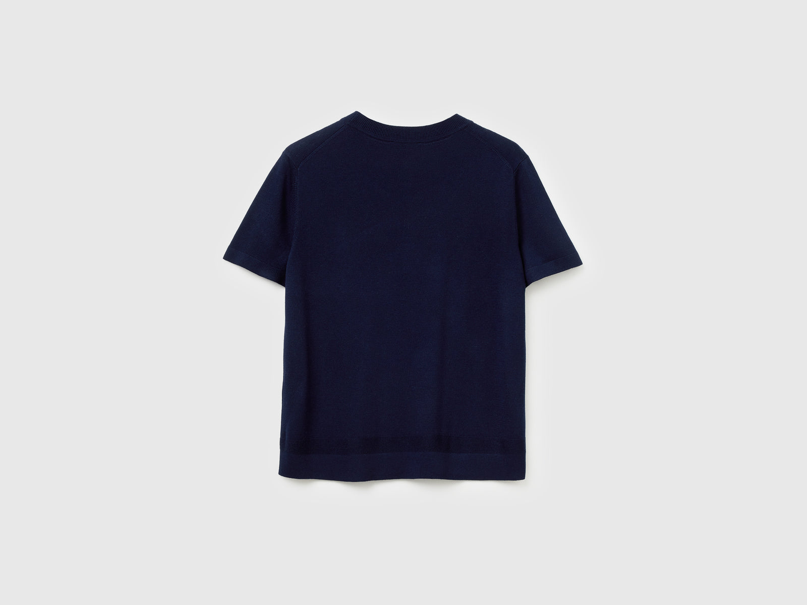 Maglia manica corta in misto seta da donna blu scuro 2 | Benetton Outlet