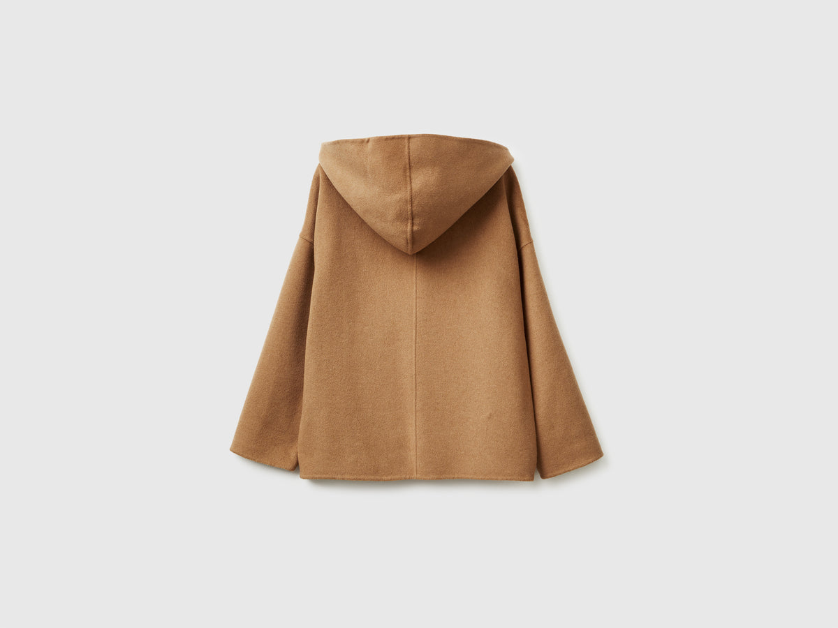 Giacca con cappuccio in misto lana