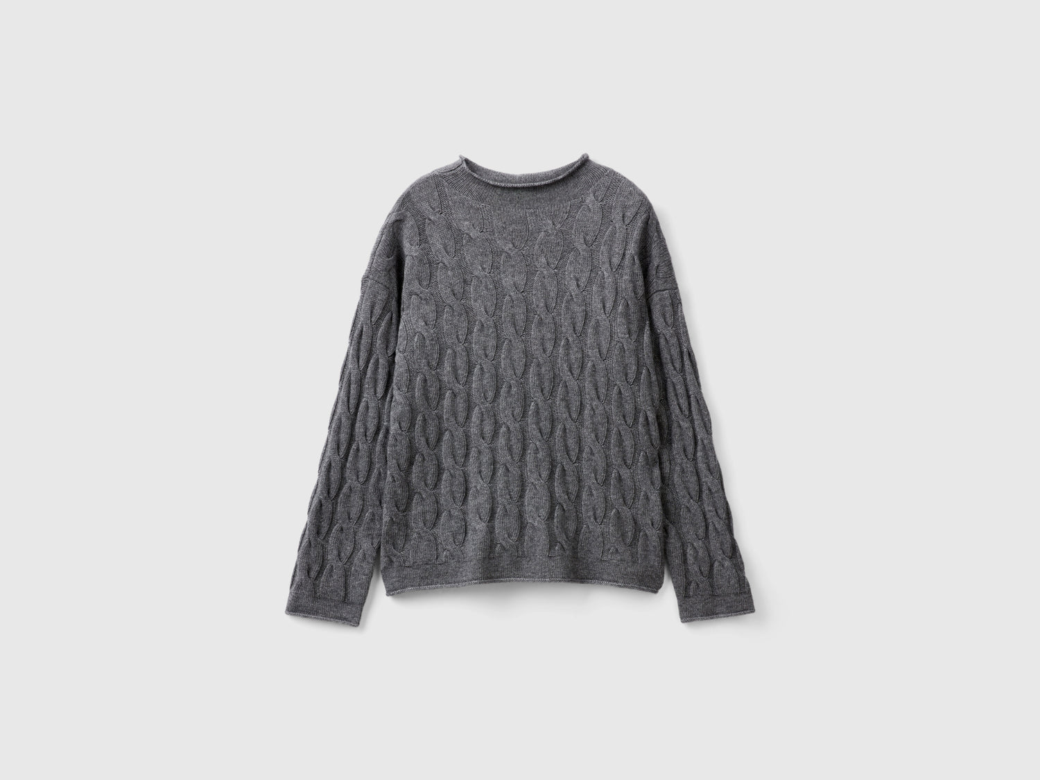 Maglia con lavorazione a trecce da donna grigio scuro | Benetton Outlet