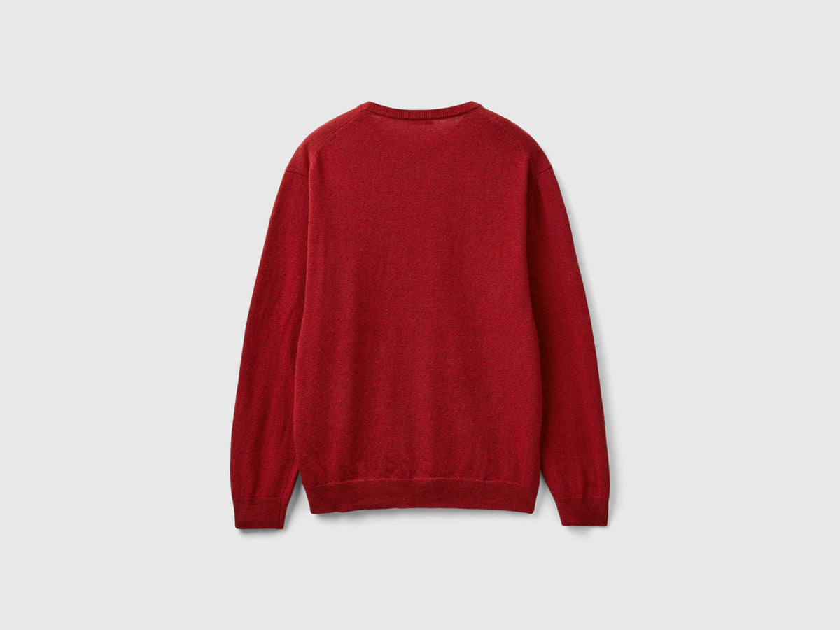 Maglia girocollo mélange in pura lana Merino