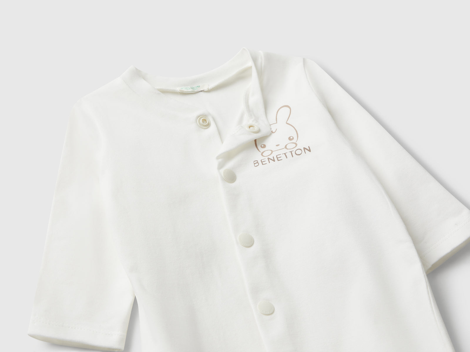 Tuta con stampa coniglietto da neonato bianco panna 3 | Benetton Outlet