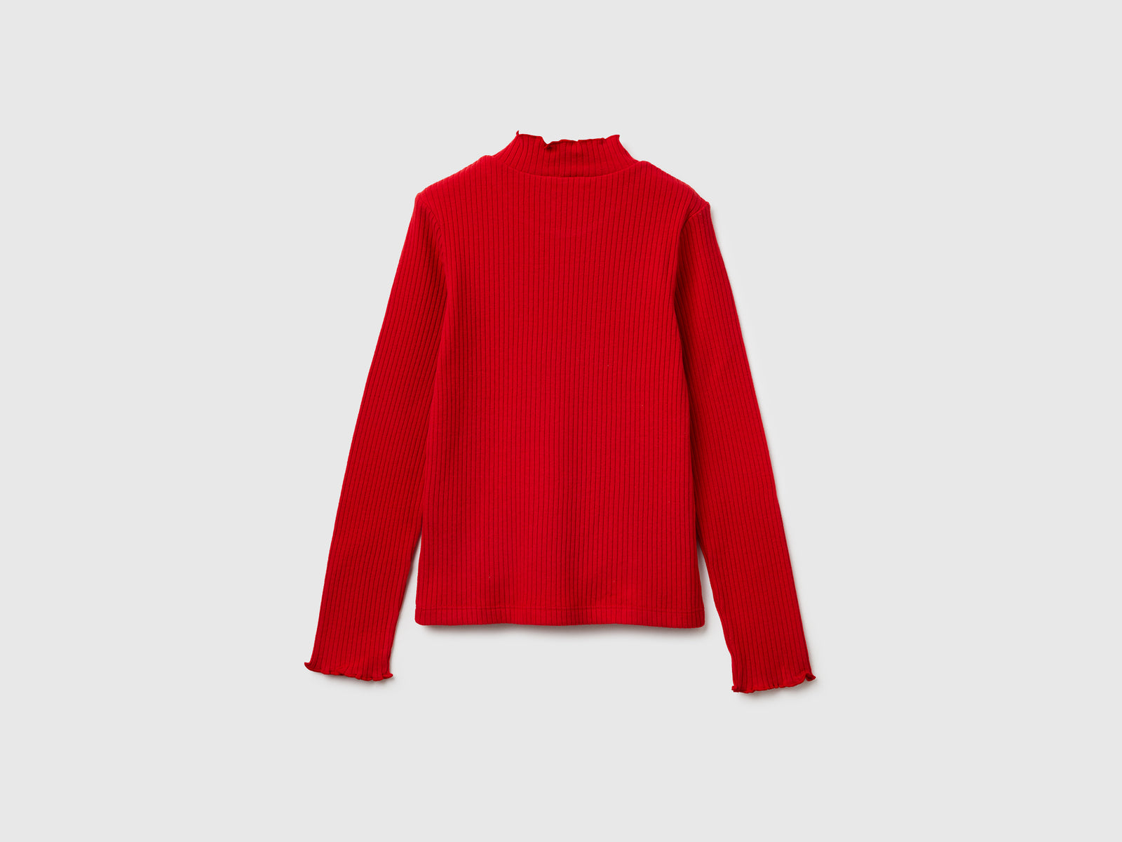 T-shirt lupetto in caldo misto cotone da bambina rosso 2 | Benetton Outlet
