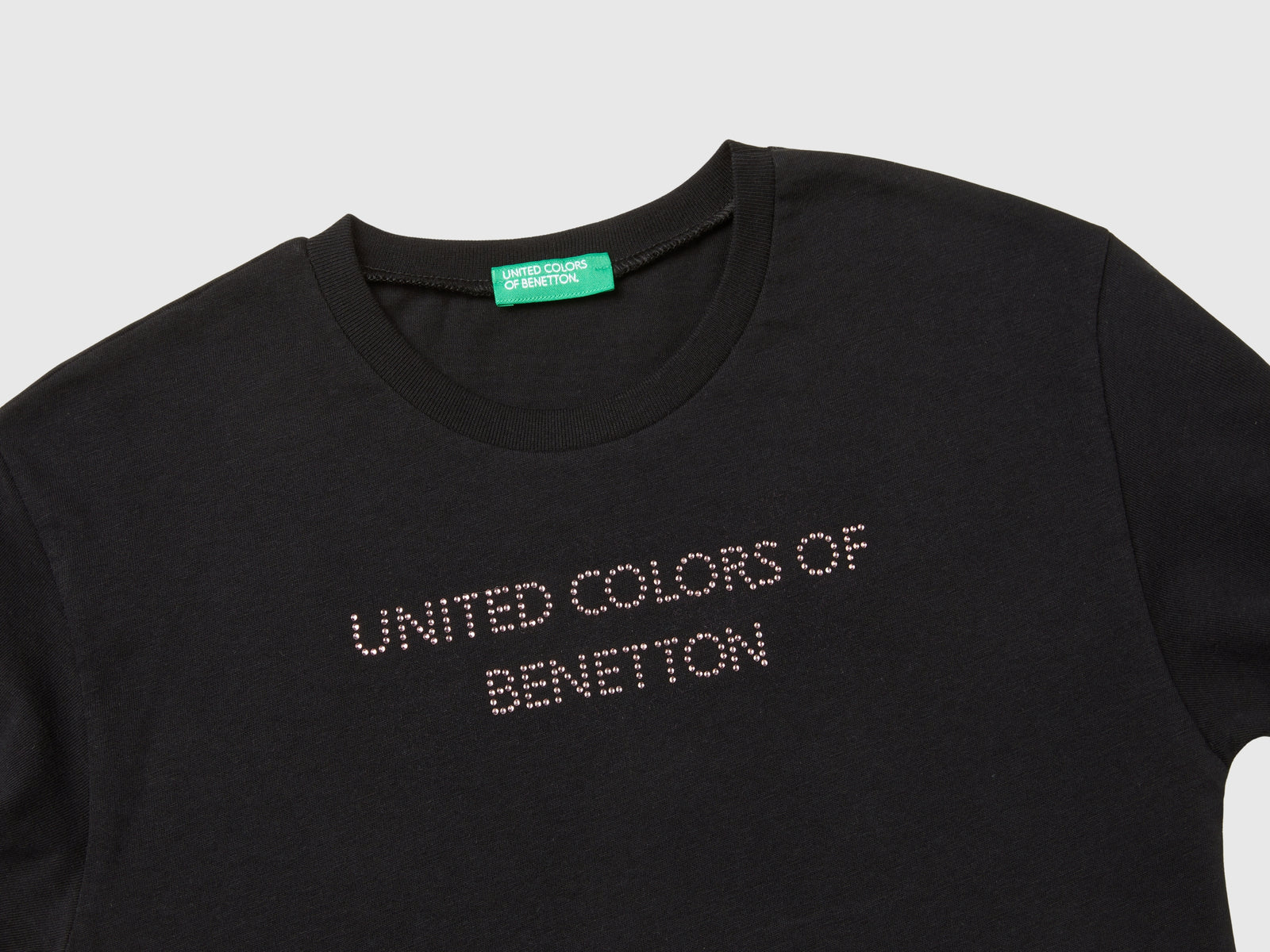 Maglietta con logo in strass da bambina nero 3 | Benetton Outlet