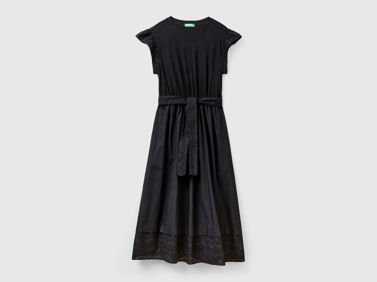 Abito con ricami sangallo da donna nero | Benetton Outlet