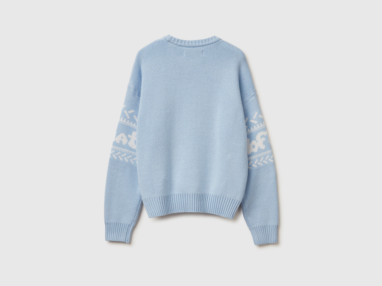 Maglione con intarsi da donna celeste 2 | Benetton Outlet