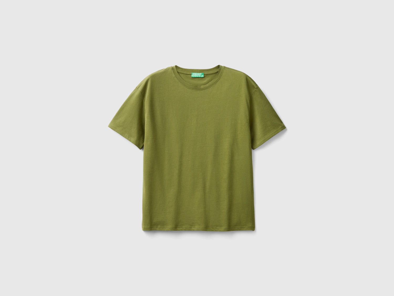 Maglietta manica corta 100% cotone da donna verde militare | Benetton Outlet