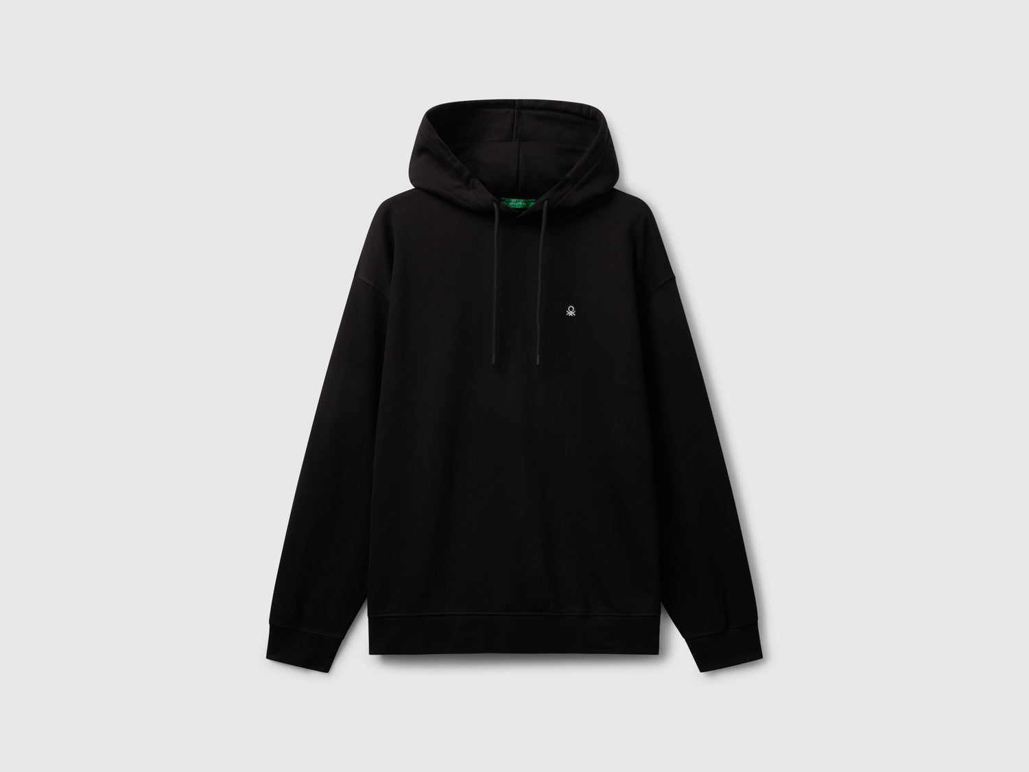 Felpa in cotone con cappuccio da uomo nero | Benetton Outlet