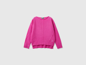 Maglia con trecce in misto lana