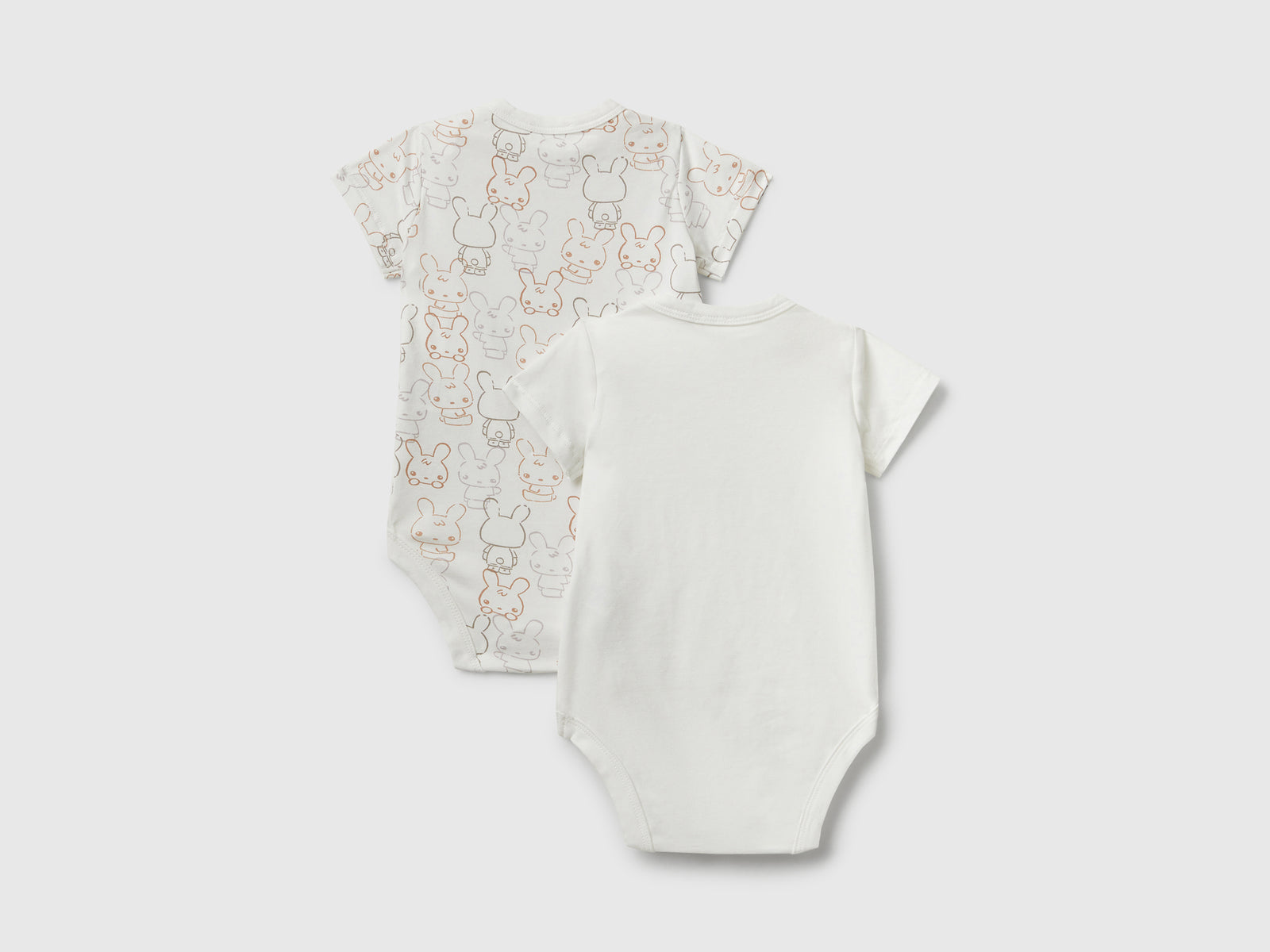 Due body con stampe da neonato bianco panna 2 | Benetton Outlet