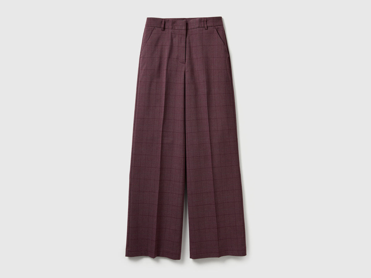 Pantaloni ampi rosa pied de poule