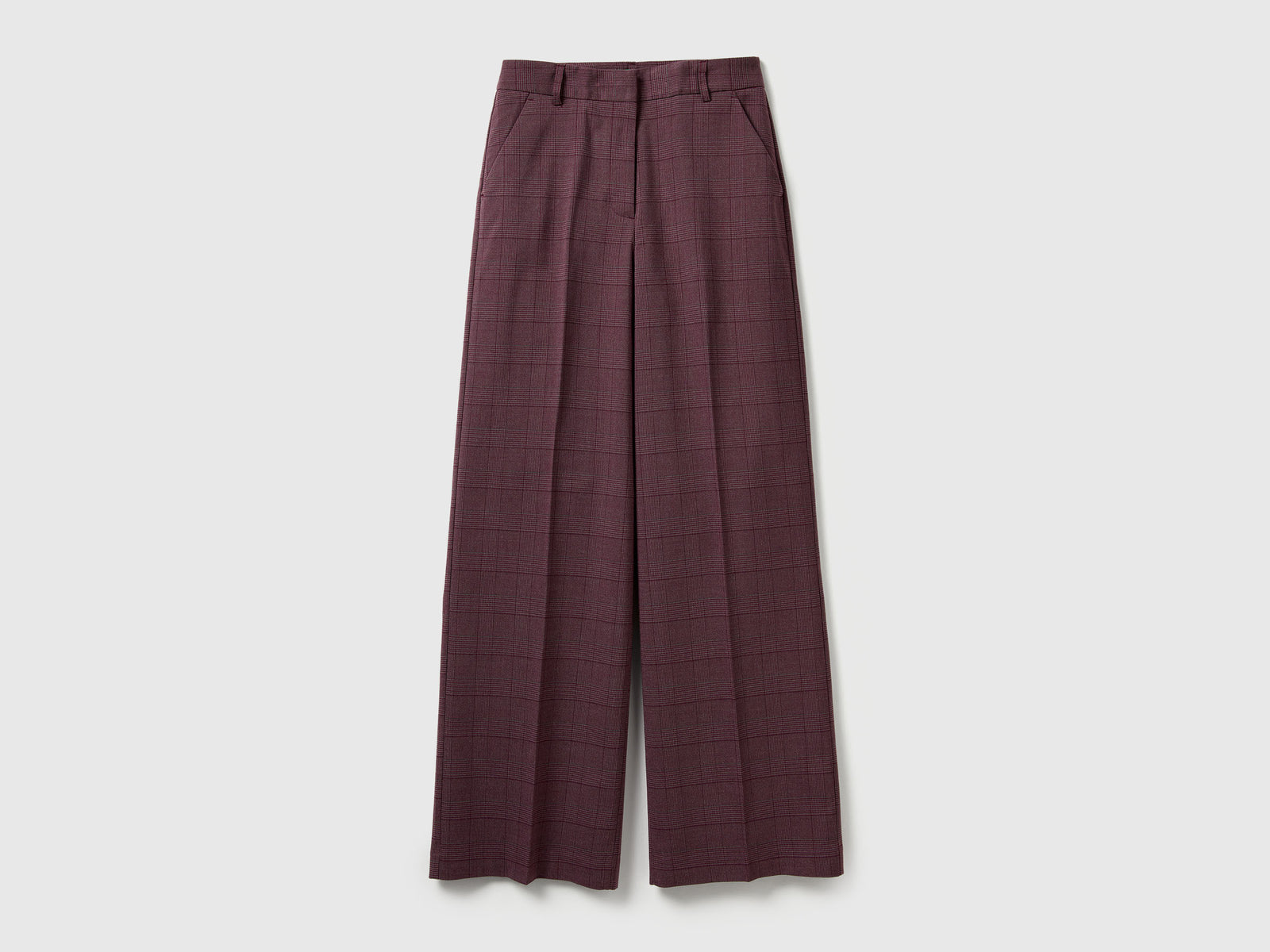 Pantaloni ampi rosa pied de poule da donna prugna | Benetton Outlet