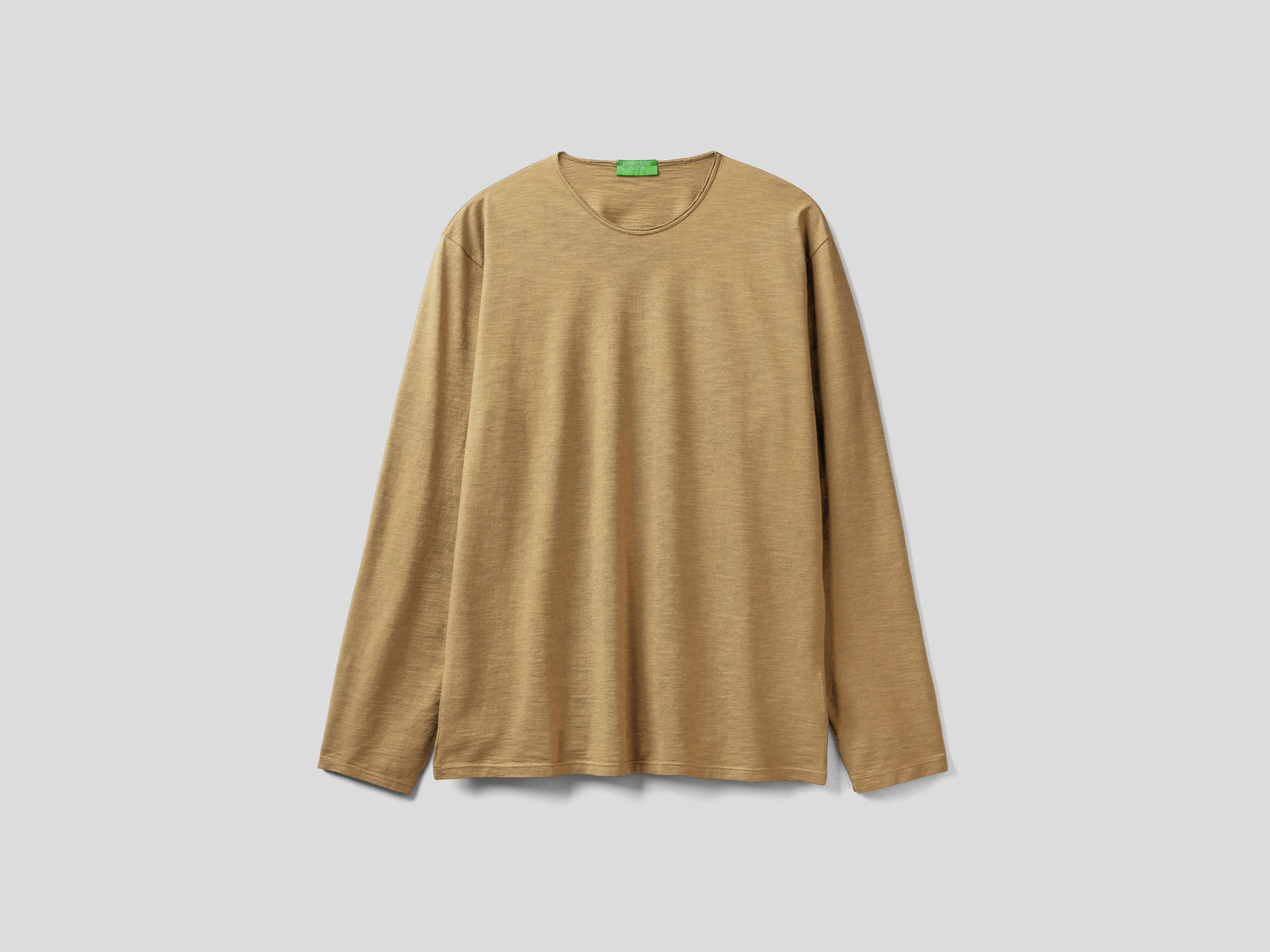 T-shirt a manica lunga in 100% cotone da uomo beige | Benetton Outlet
