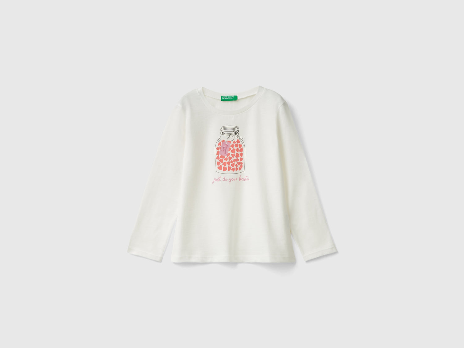 Maglietta regular fit con stampa da bimba bianco panna | Benetton Outlet