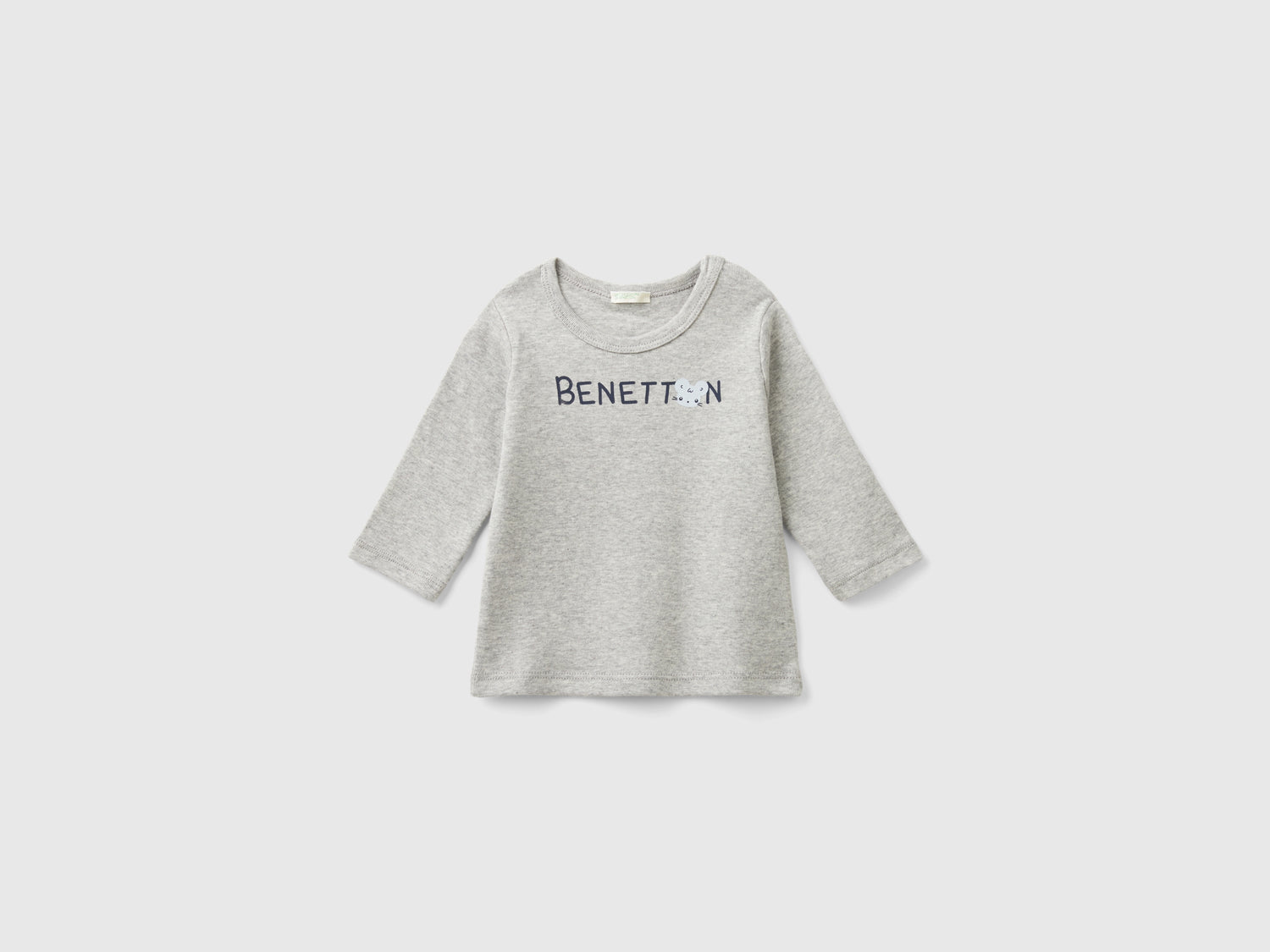 T-shirt manica lunga 100% cotone bio da neonato grigio chiaro | Benetton Outlet