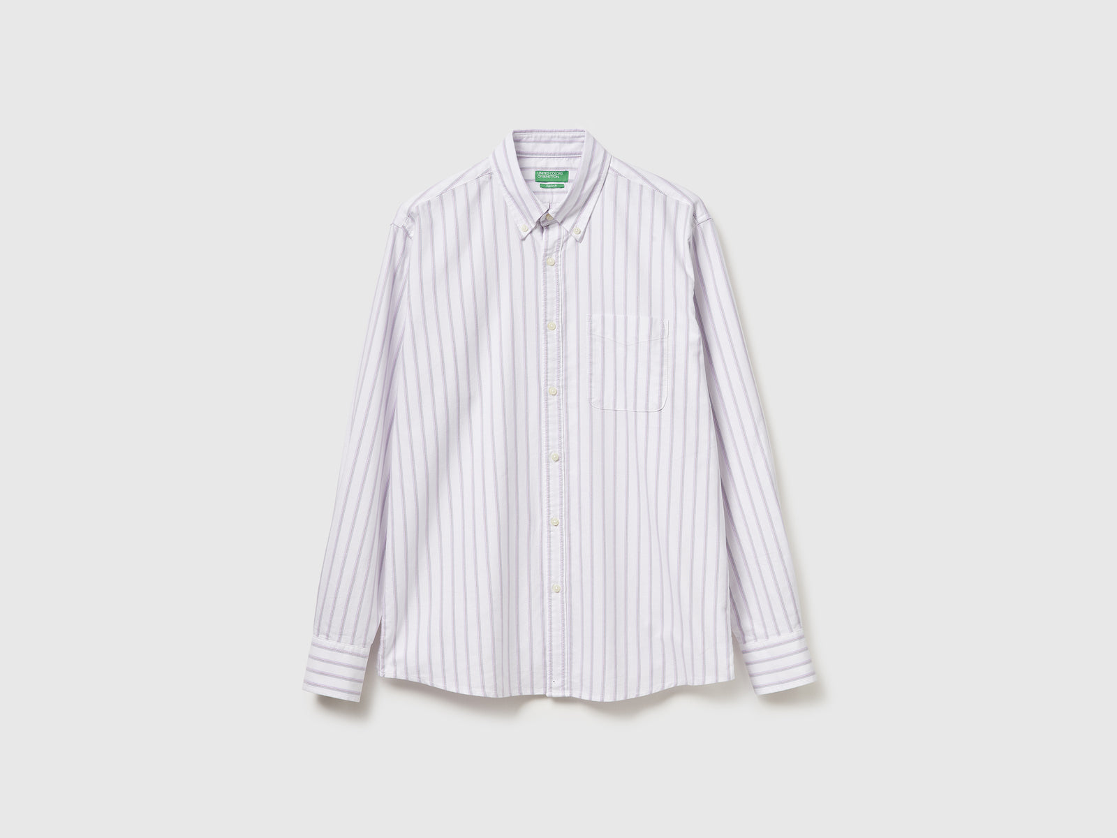 Camicia a righe regular fit button down da uomo bianco | Benetton Outlet