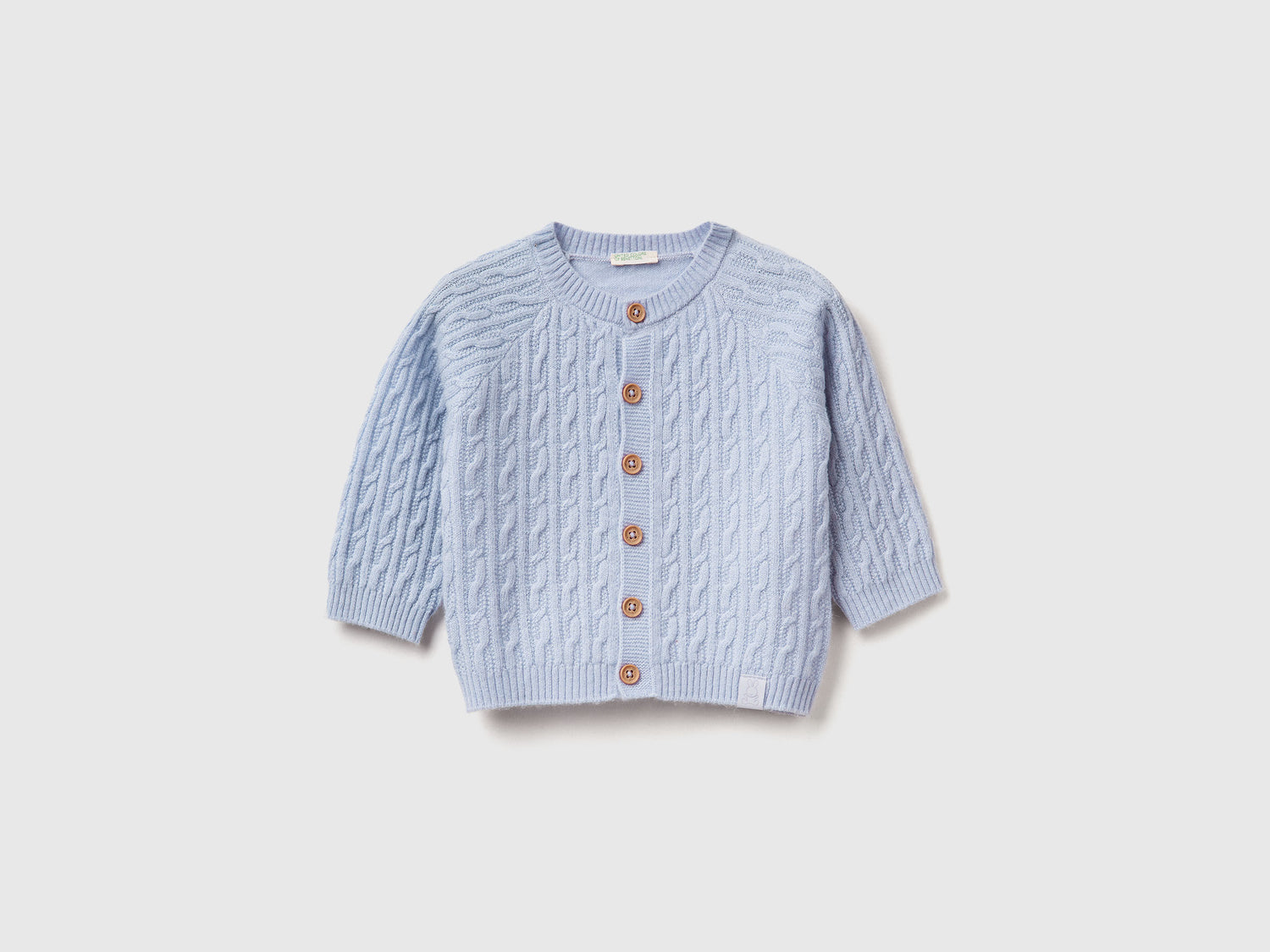Cardigan a trecce da neonato celeste | Benetton Outlet