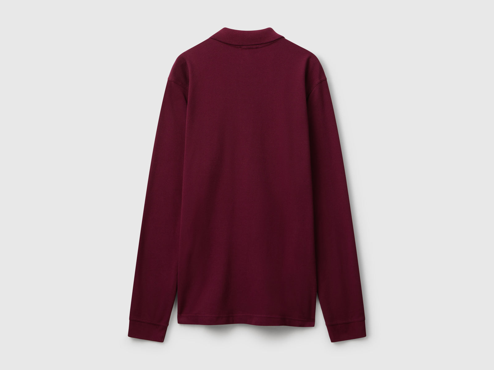 Polo a manica lunga in cotone da uomo bordeaux 2 | Benetton Outlet