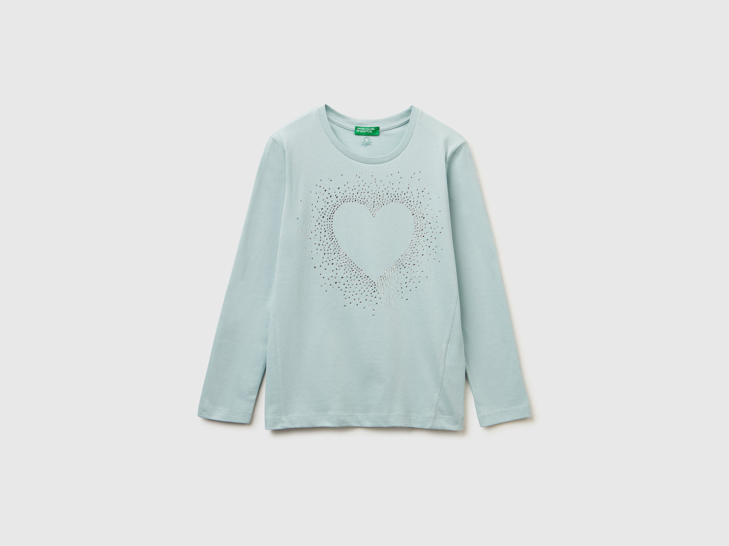 T-shirt con applicazione strass da bambina verde acqua | Benetton Outlet