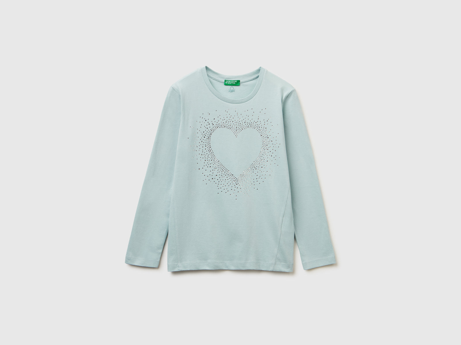 T-shirt con applicazione strass da bambina verde acqua | Benetton Outlet